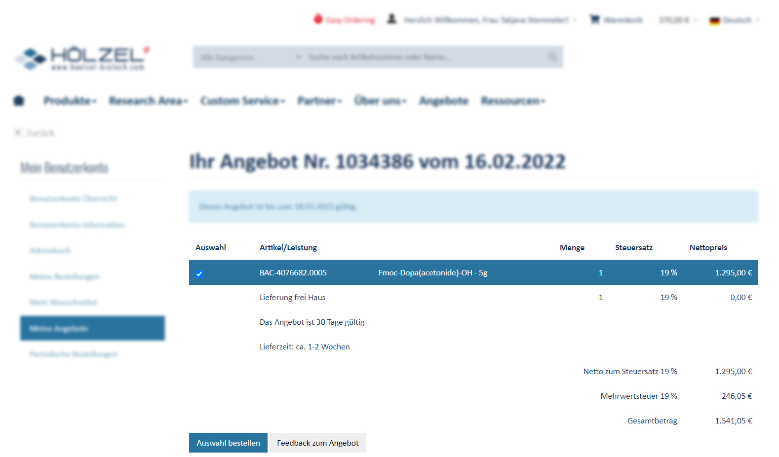 Fig. 4: Angebotsansicht Fig. 4: Angebotsansicht