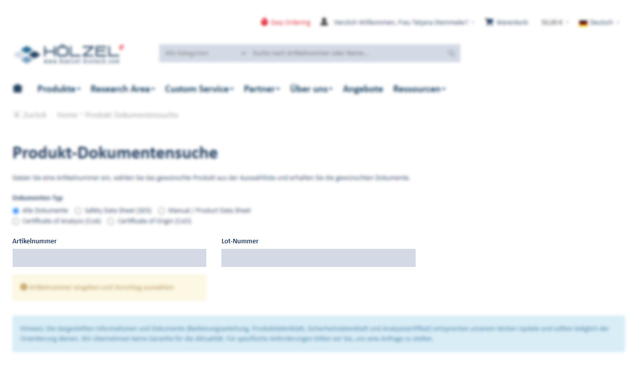 Fig. 3: Geben Sie die Artikelnr und ev. die Lot ein. Fig. 3: Geben Sie die Artikelnr und ev. die Lot ein.