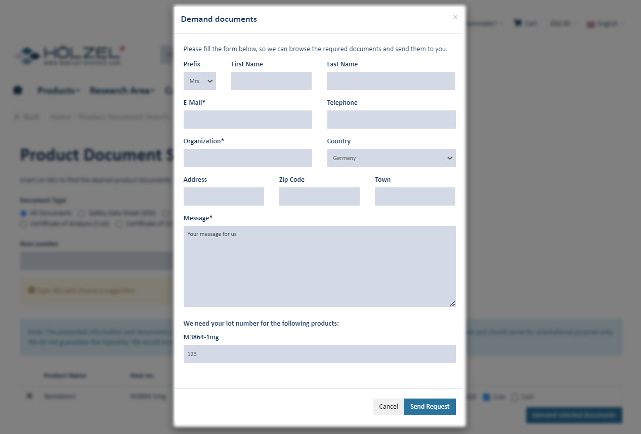 Fig. 6: Click on Send Request.